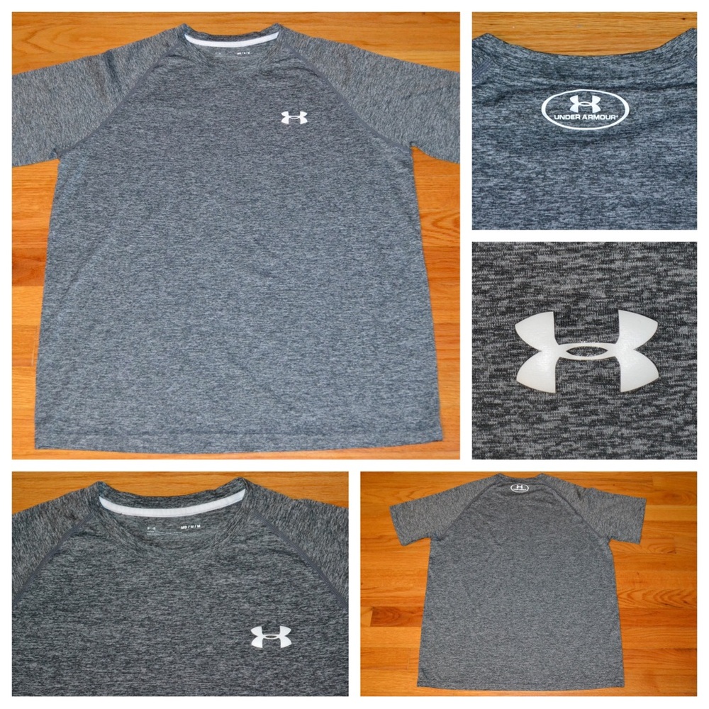 Men’s Under Armour gray Heat Gear logo tee, size M